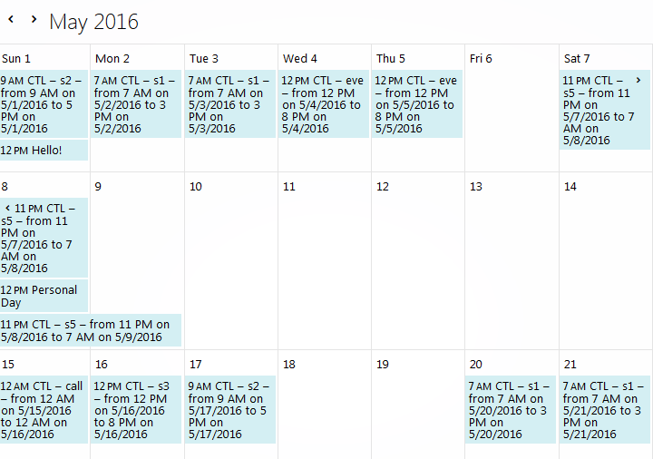 personal calendar